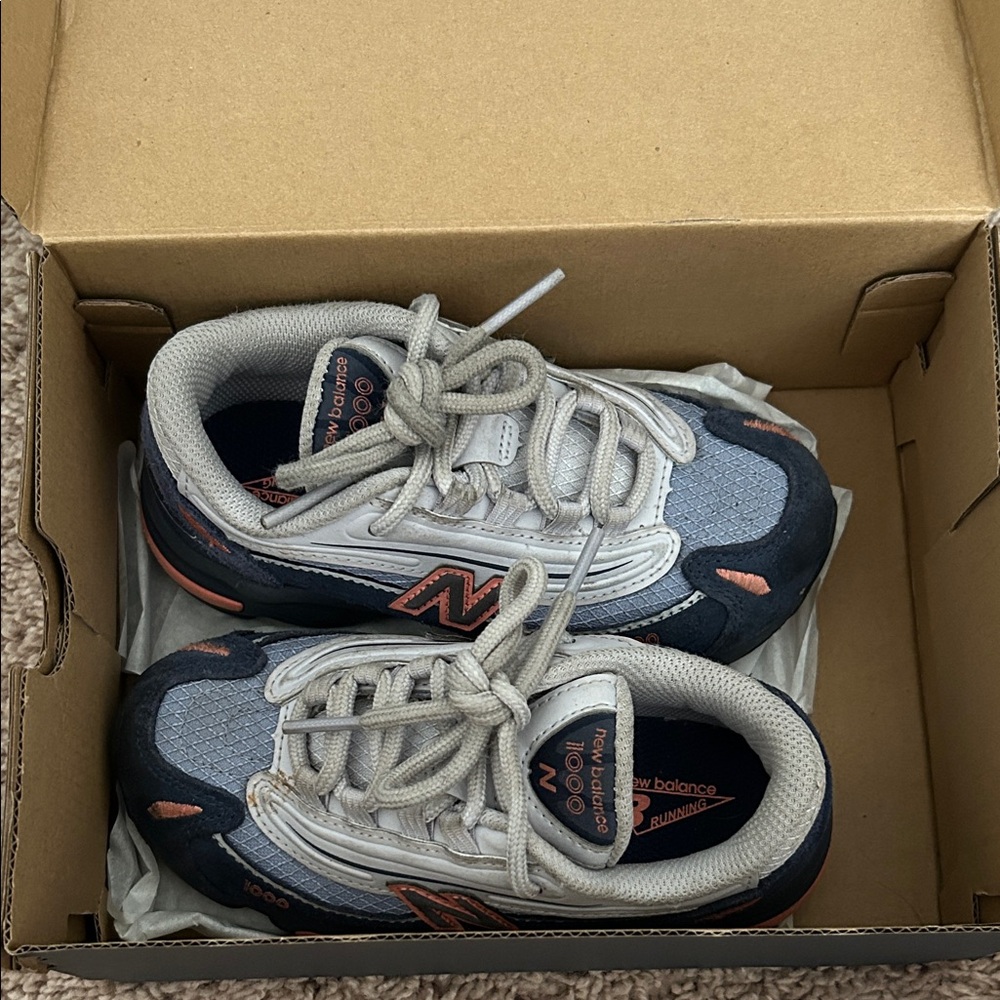 New Balance Kids' Navy and Coral Sneakers